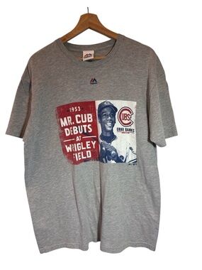Earnie Banks Chicago Cubs Mr.Cub Debut Men's XL Gray Majestic T-Shirt